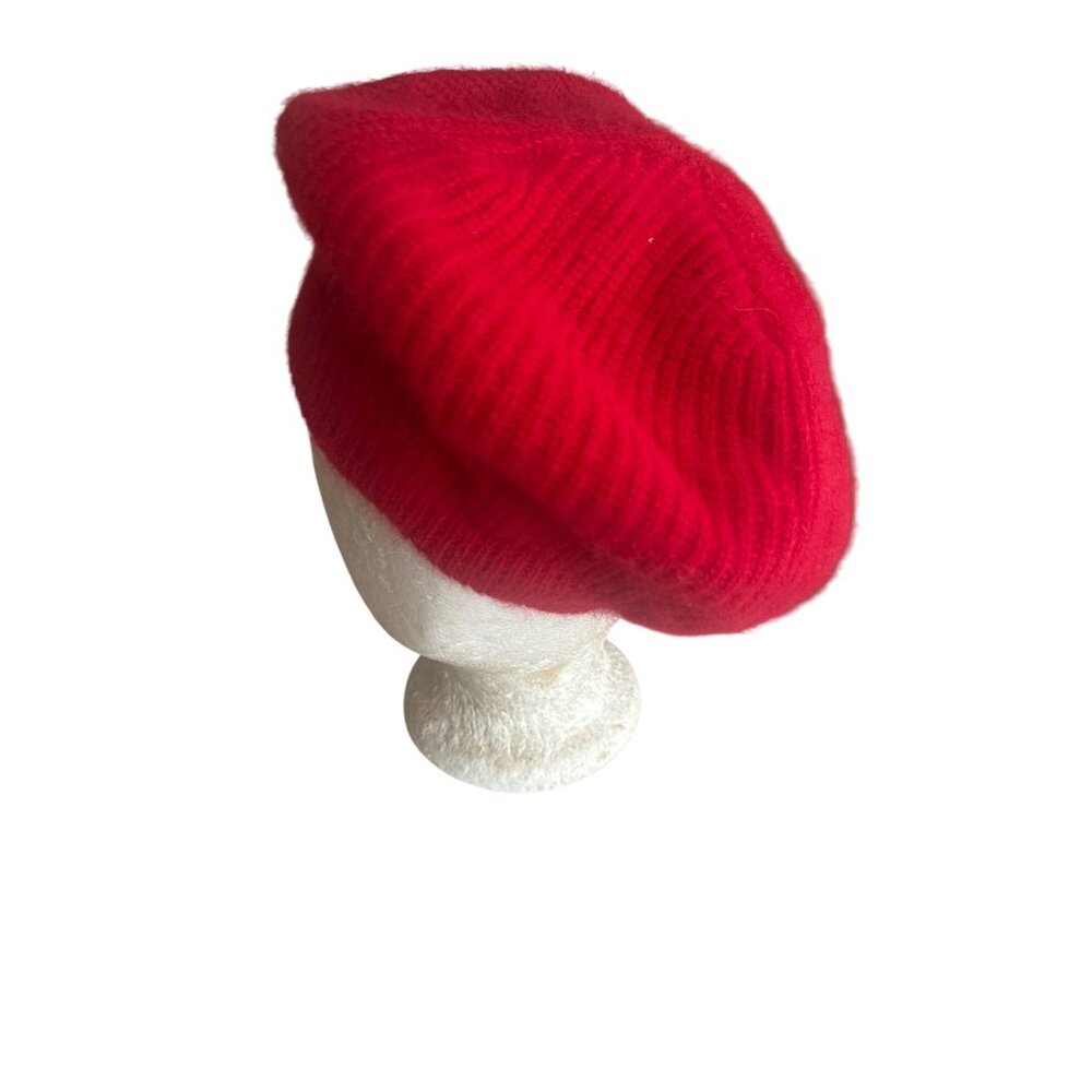 Hanes Red Knit Beret Hat One Size‎ Fits All Made In USA Acrylic Vintage 70s